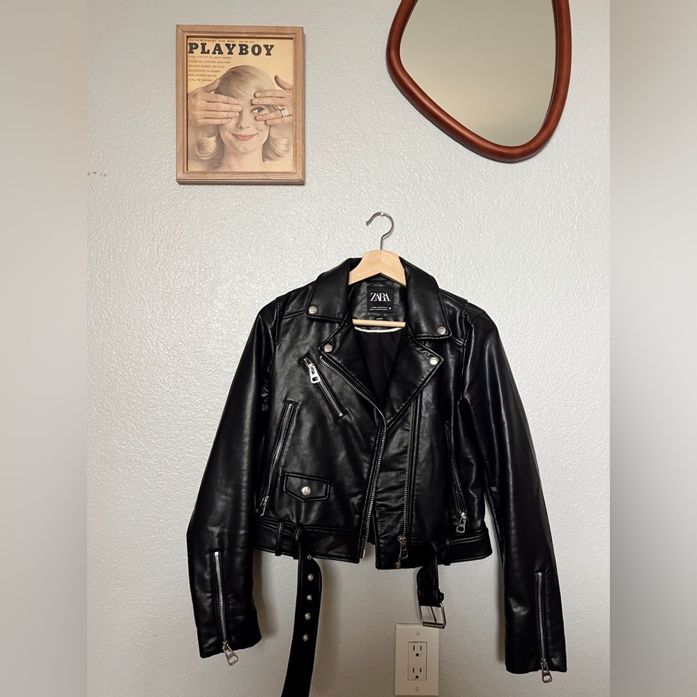 Zara Vegan Biker Leather Jacket